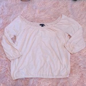 Off-the-shoulder lightweight light pink shirt